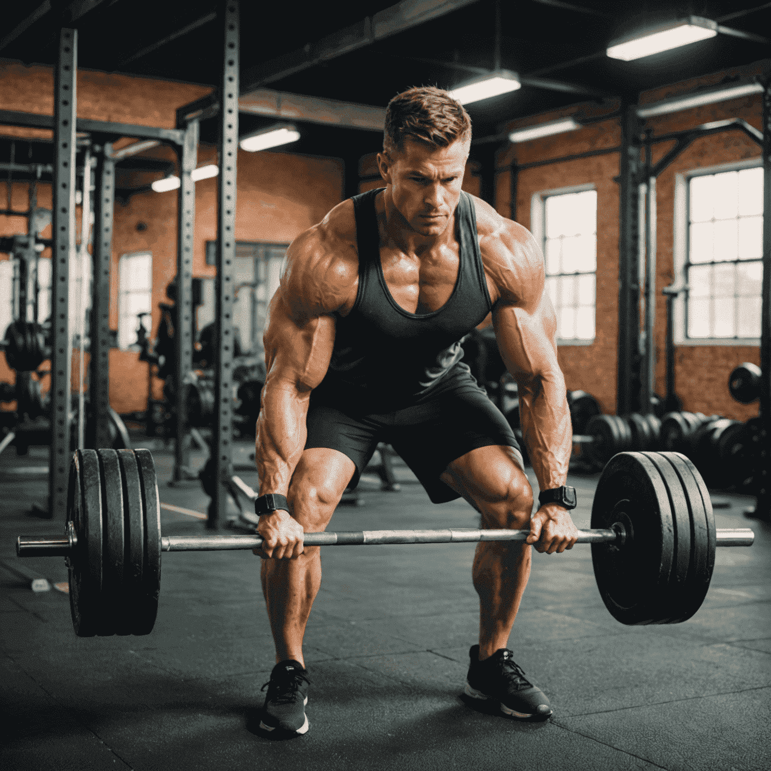 A muscular person lifting heavy weights in a gym, with a focus on proper form and technique